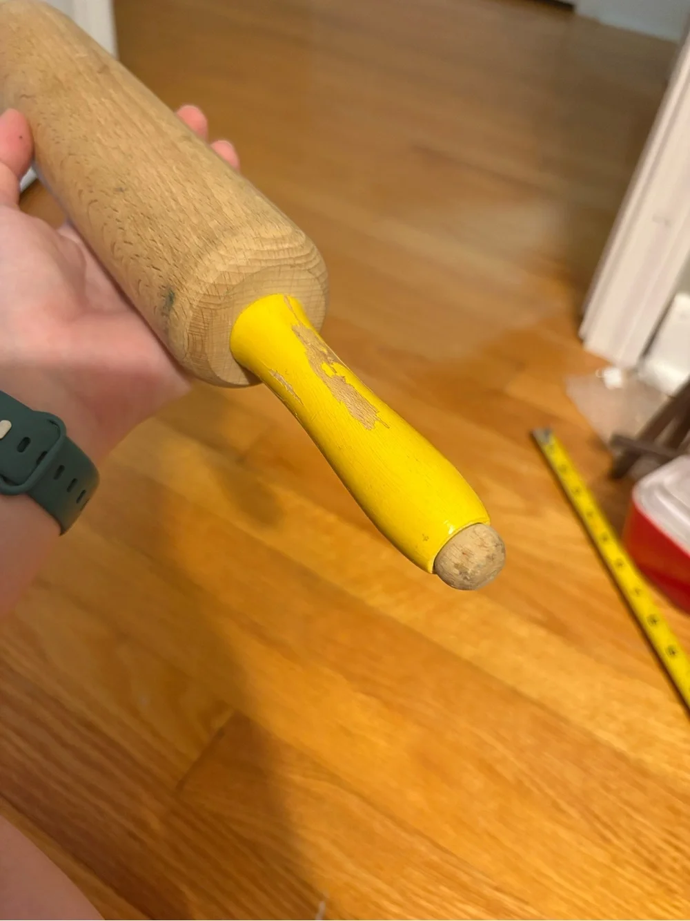 Yellow Handle Wooden Rolling Pin Vintage